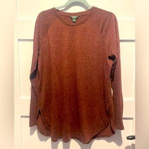 Roots long sleeve tunic top with scalloped hem. Womens size XL